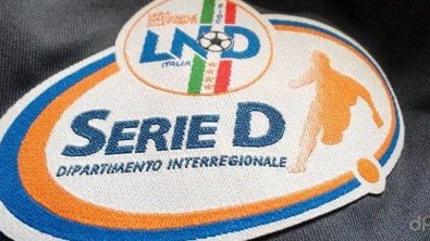 Logo Serie D su sfondo nero di stoffa
