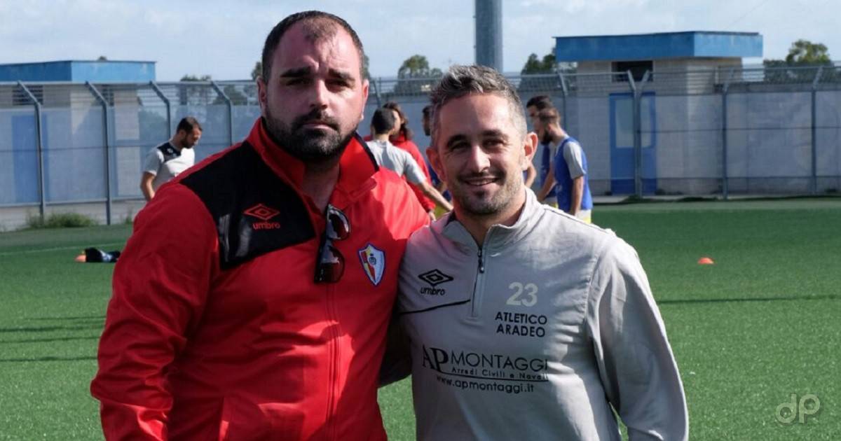 Gianluca Politi e Marcello De Paolis, allenatore e difensore Aradeo