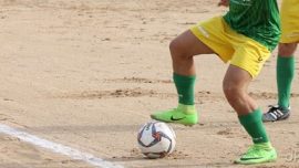 Giocatore gialloverde con pallone